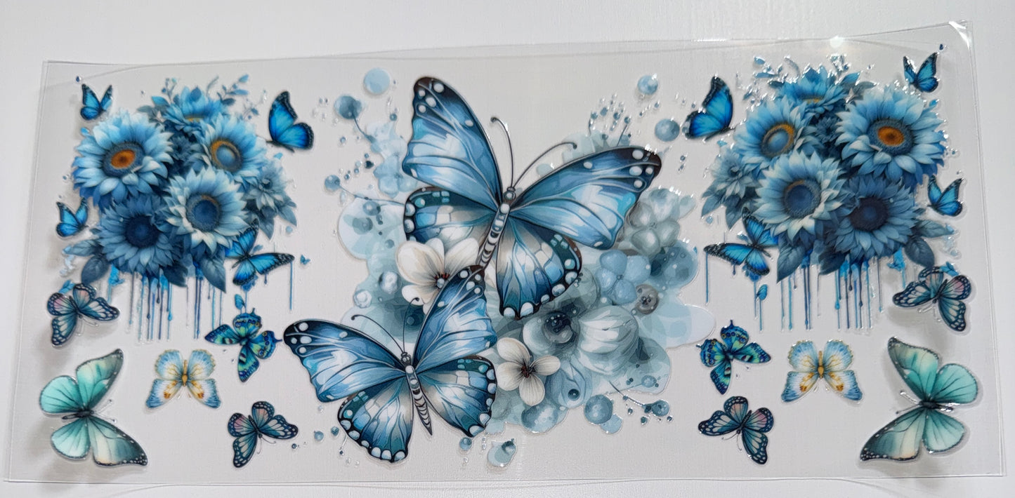 Blue Butterfly - 16oz UV DTF Cup Wrap