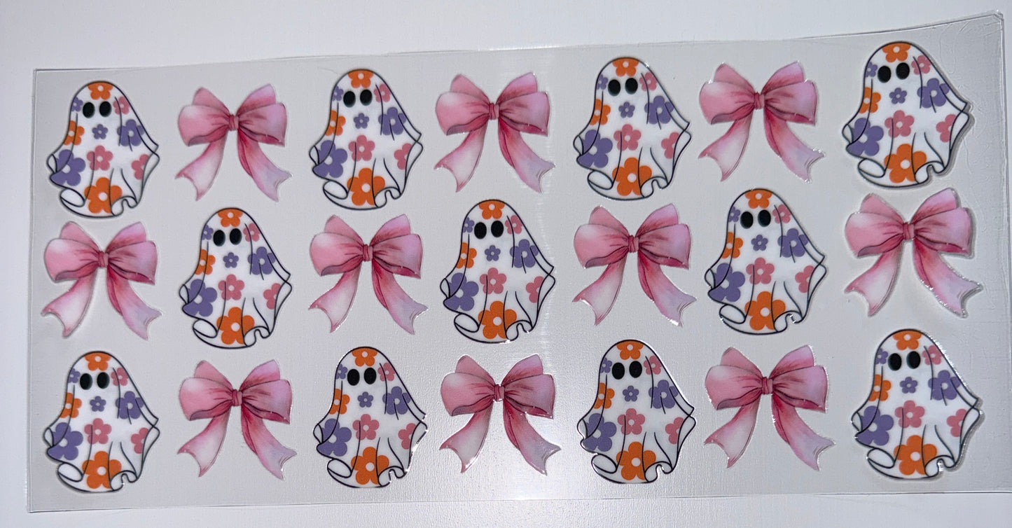 Ghost Flower Bow - 16oz UV DTF Cup Wrap