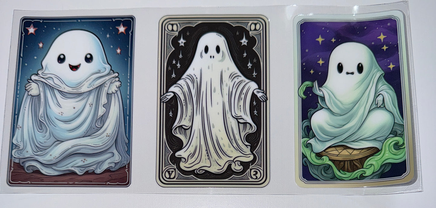 3 Spooky Ghost Cards - 16oz UV DTF Cup Wrap