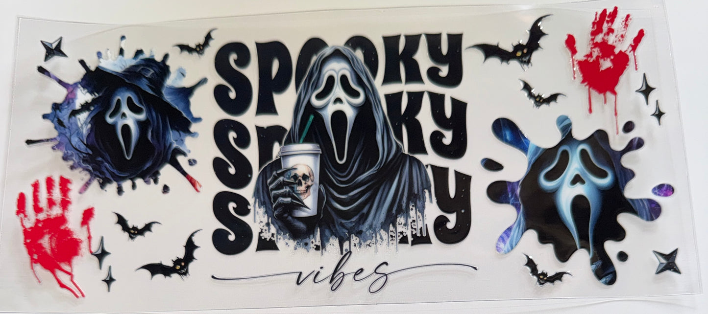 Spooky Vibes Ghostface - 16oz UV DTF Cup Wraps