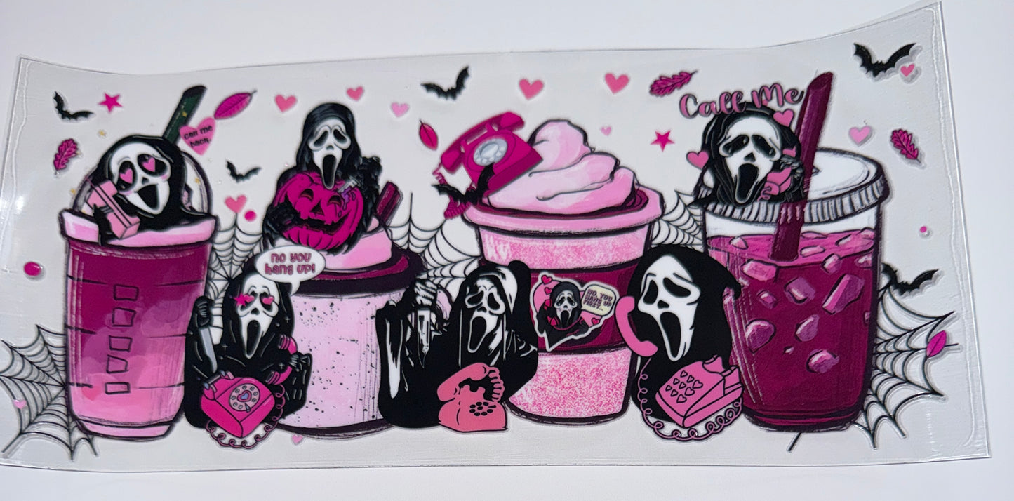 Pink Drink Ghostface - 16oz UV DTF Cup Wraps