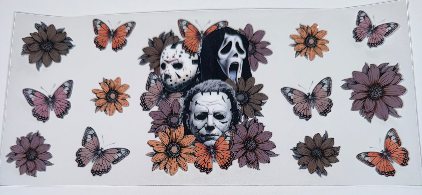 Floral Horror Friends - 16oz UV DTF Cup Wraps