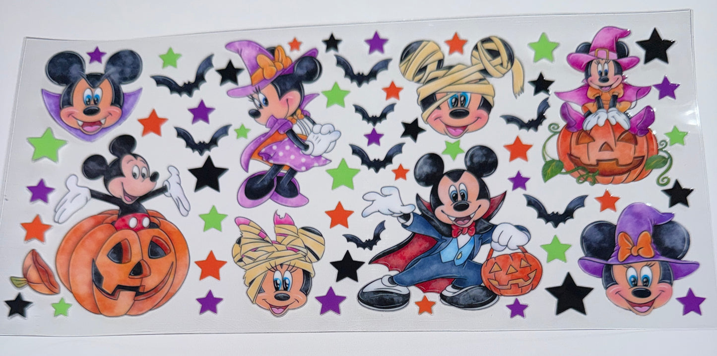 Mouse Neon Halloween - 16oz UV DTF Cup Wraps