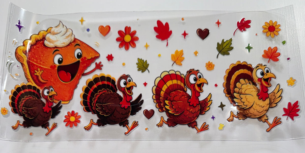 Pie Eating Turkey - 16oz UV DTF CUP WRAP
