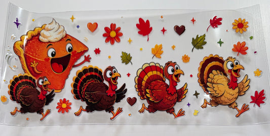 Pie Eating Turkey - 16oz UV DTF CUP WRAP
