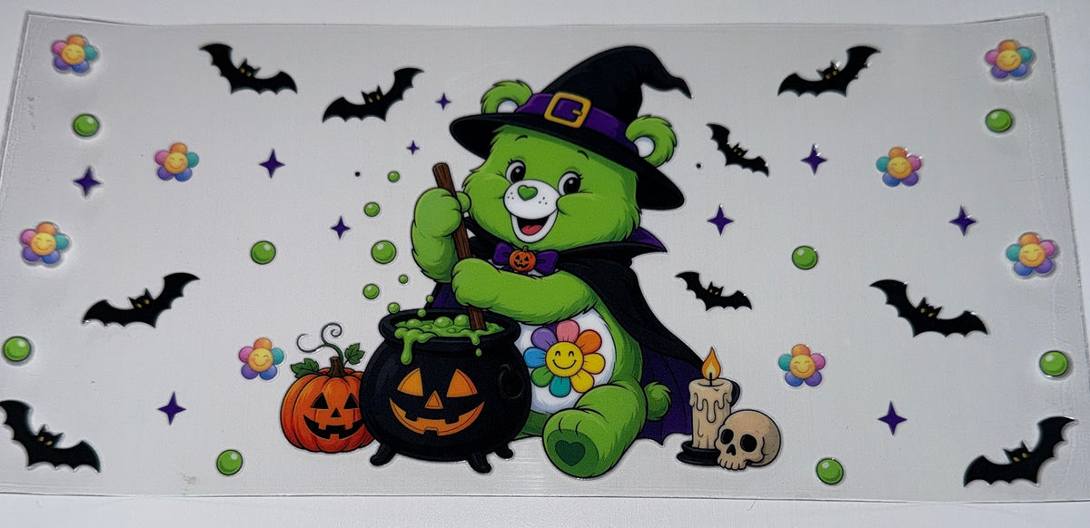 Green Bear Halloween - 16oz UV DTF CUP WRAP