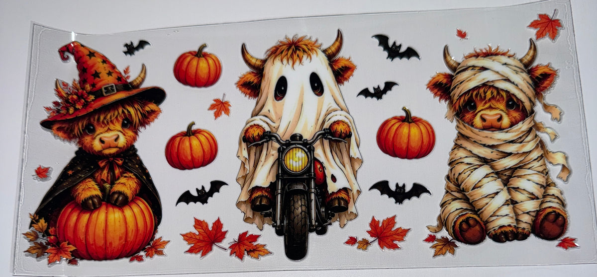 Ghost Cow Motorcycle - 16oz UV DTF CUP WRAP