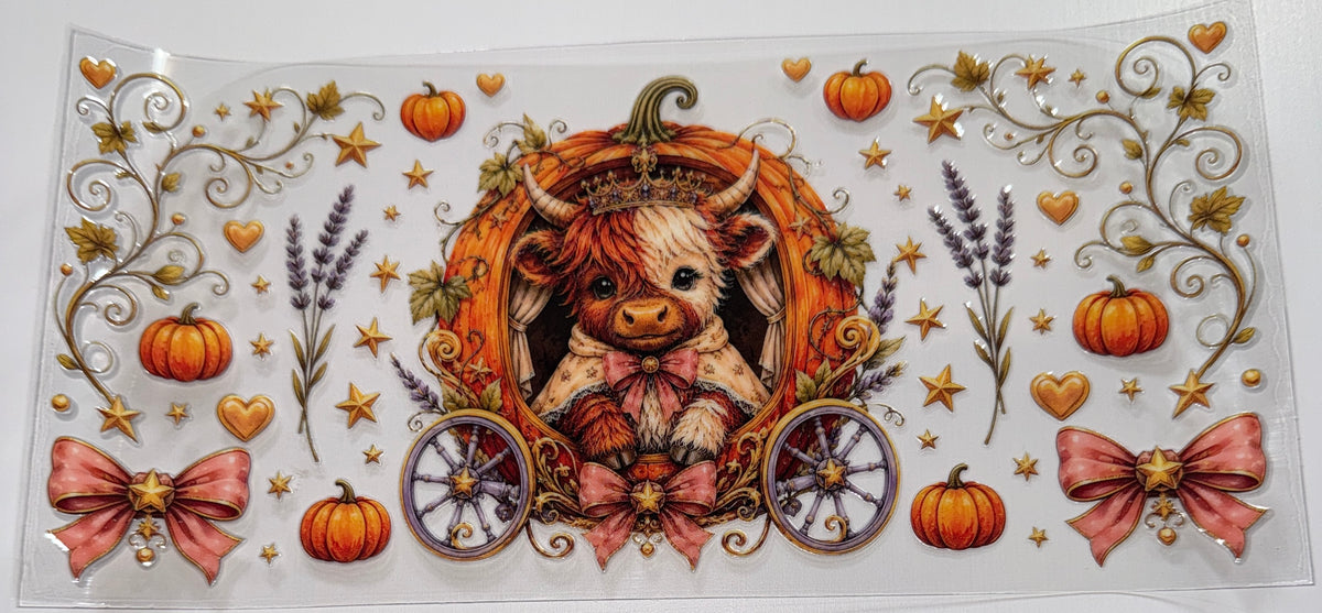 Fall Cow Pumpkin Trailer  - 16oz UV DTF CUP WRAP