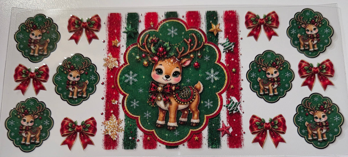 Cute Little Reindeer Stripes - 16oz UV DTF Cup Wrap