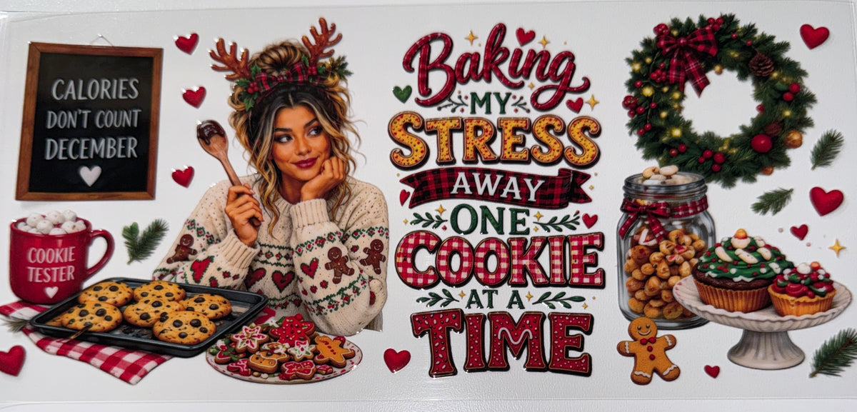 Baking Stress Away - 16oz UV DTF Cup Wrap