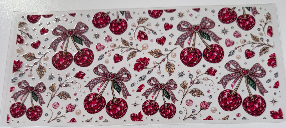 Bling Cherries - 16oz UV DTF Cup Wrap