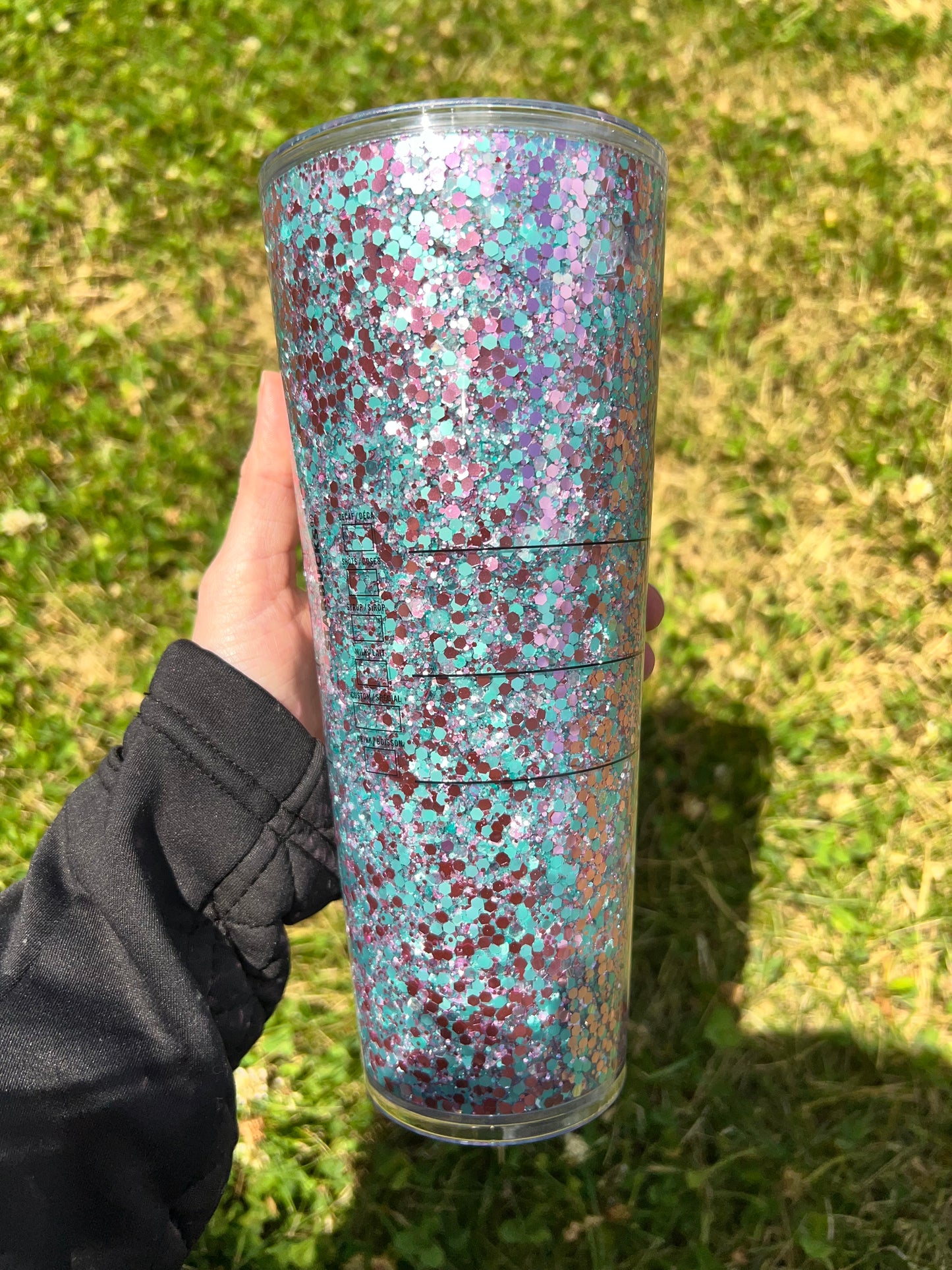 PURPLE TURQUOISE WHITE 24oz SNOWGLOBE (you can add design)