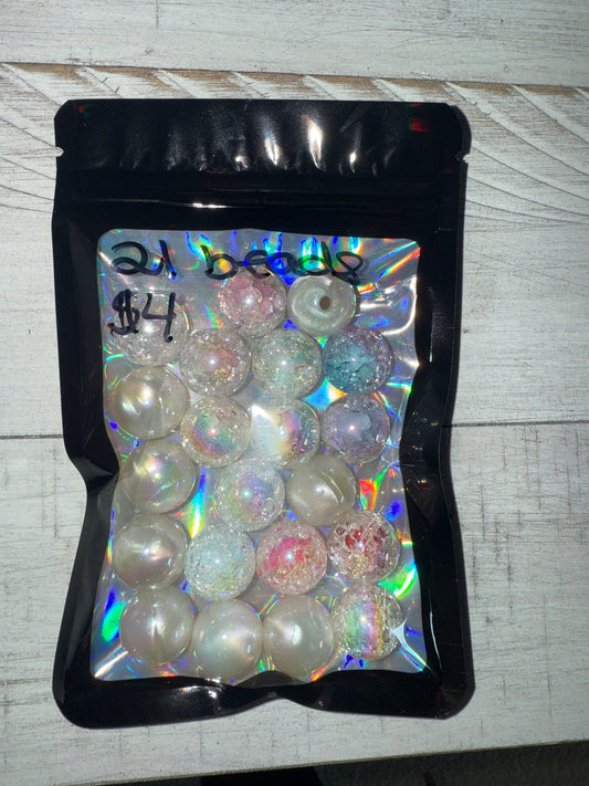 21pcs Cracked Look Beads