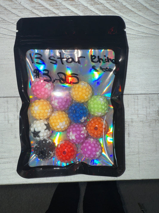 13pcs Star Rhinestone Beads