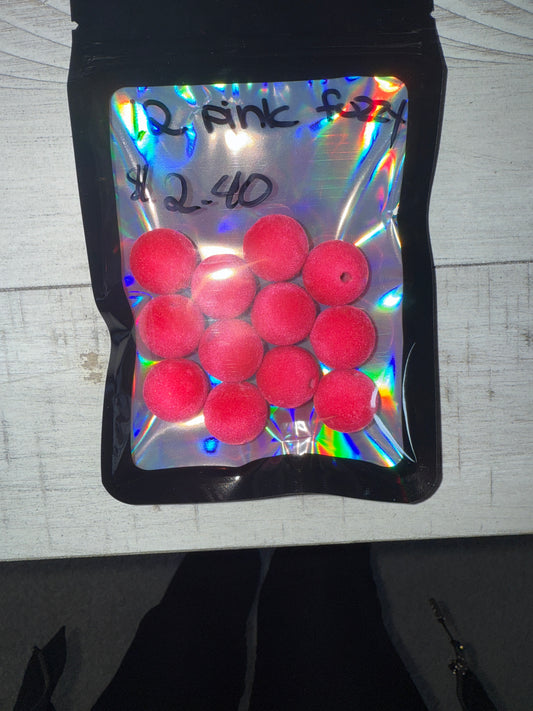 12pcs Pink Fuzzy Beads