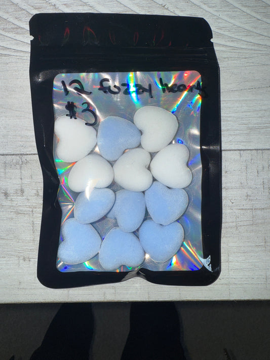 12 Fuzzy Heart Beads