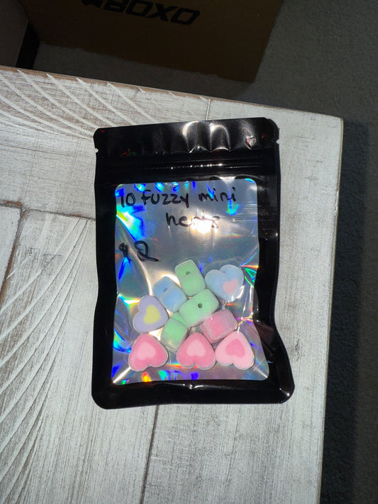 10pcs Fuzzy Mini Heart Beads