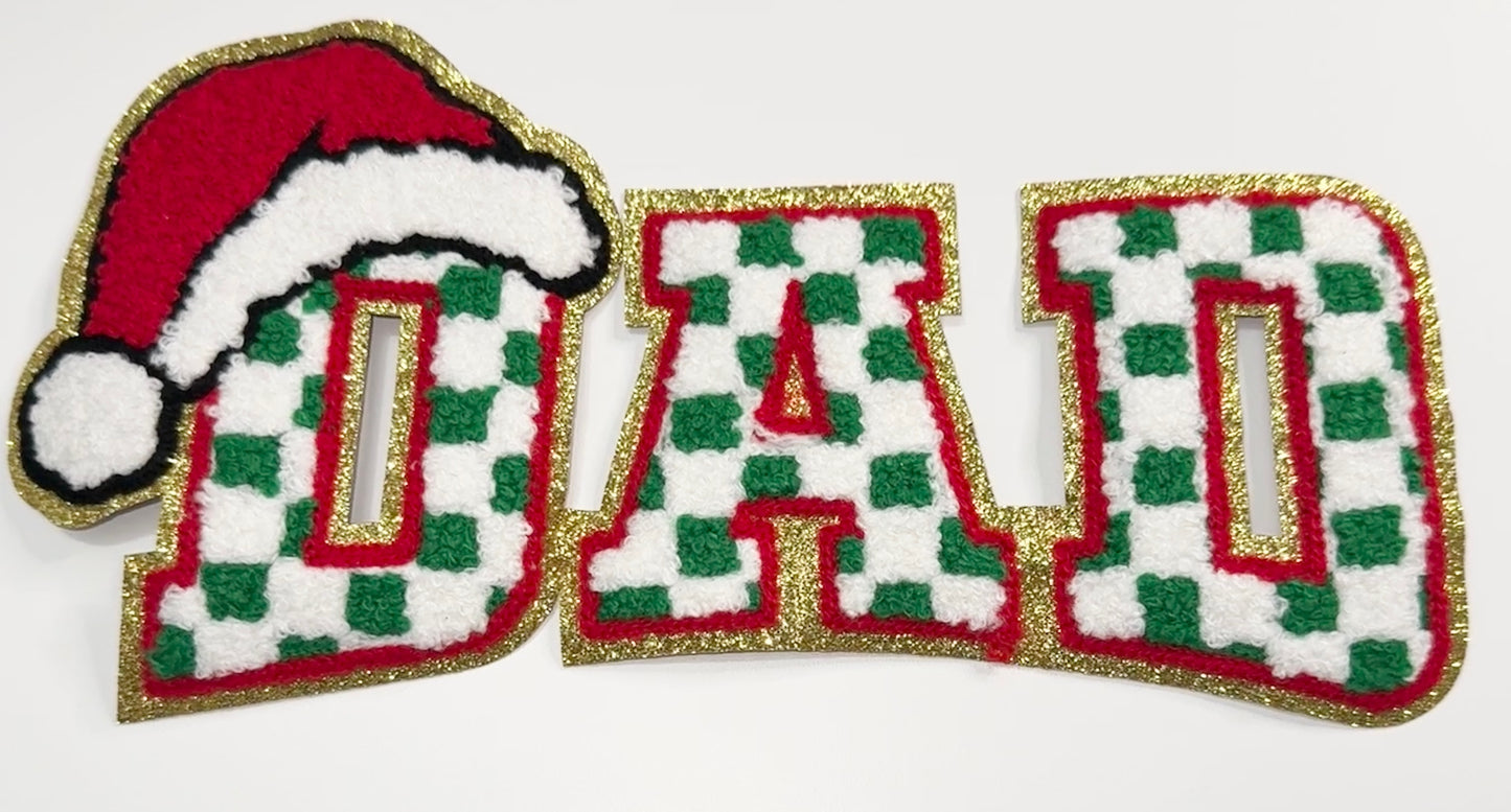 DAD SANTA HAT CHECKERED - CHENILLE PATCH