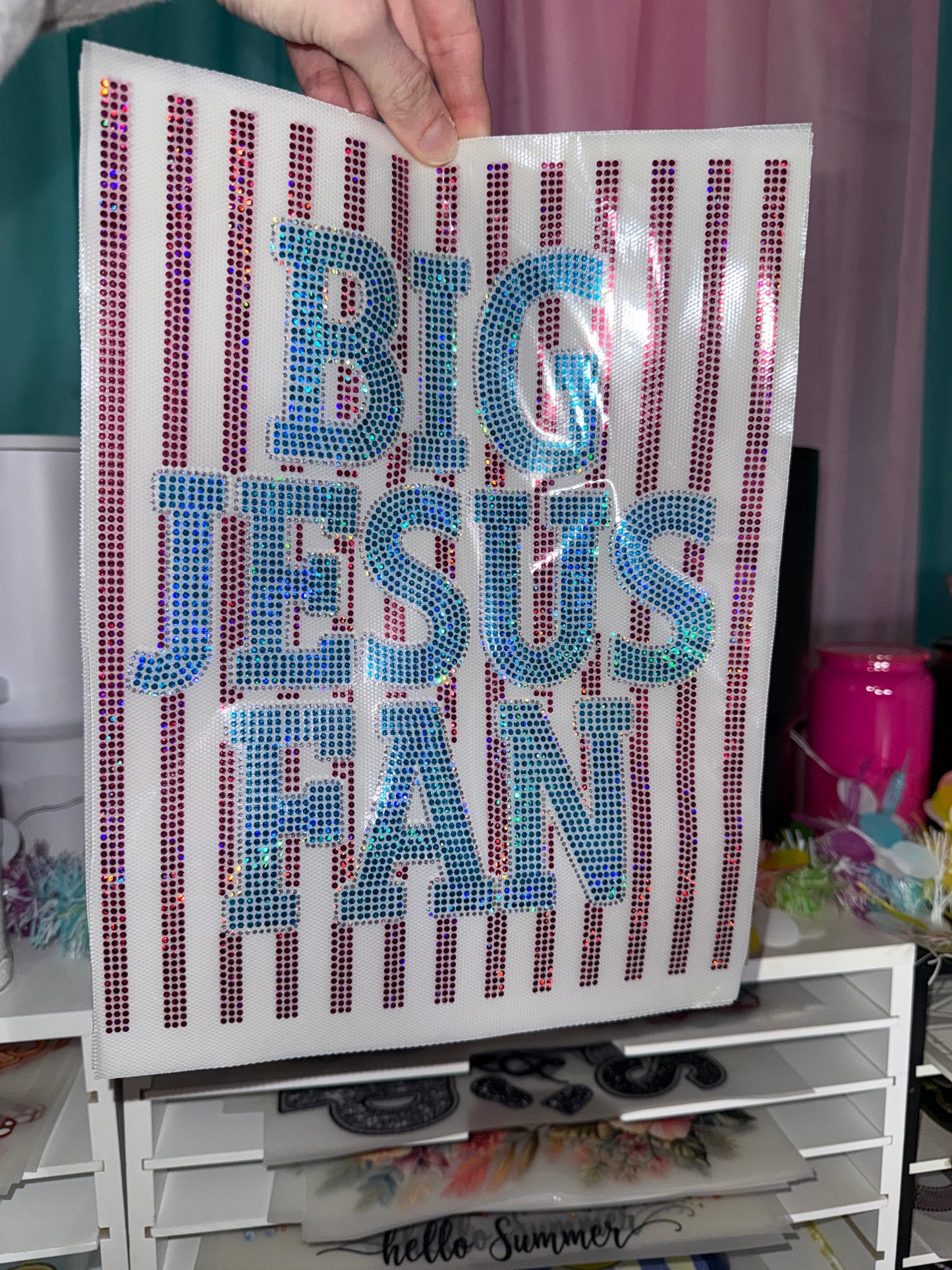 Big Jesus Fan - Spangle Transfer