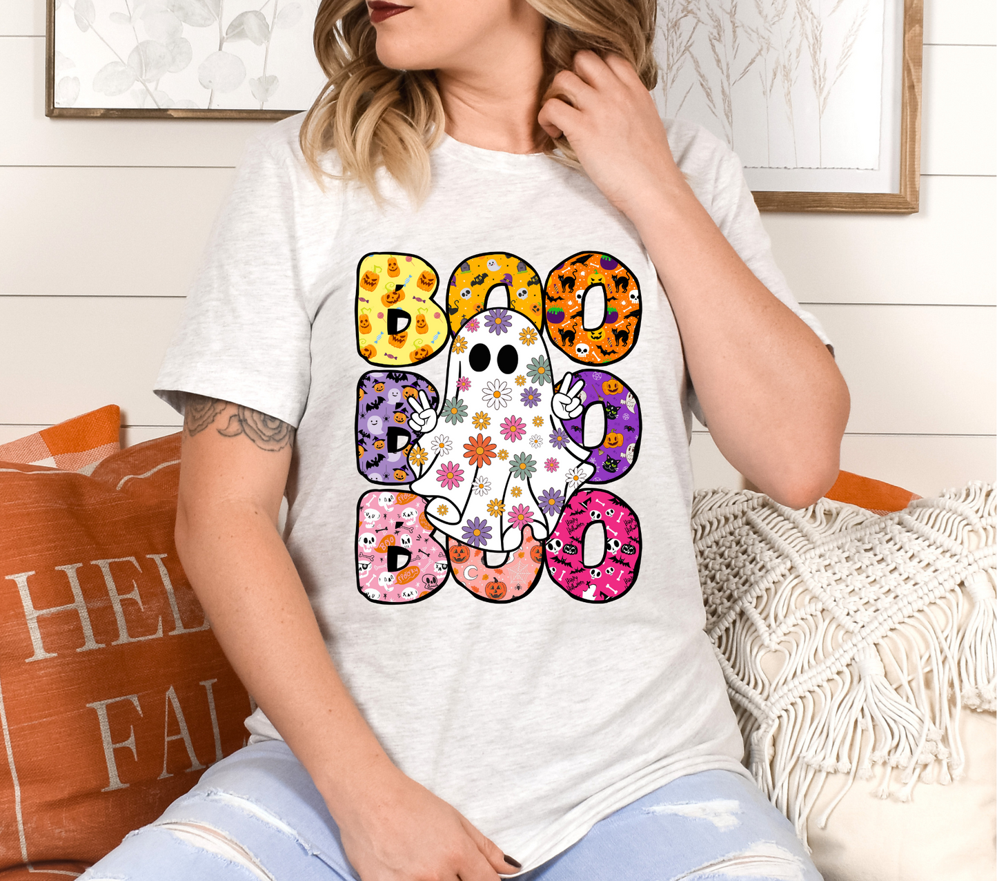 FLORAL STACKED BOO - DTF TRANSFER