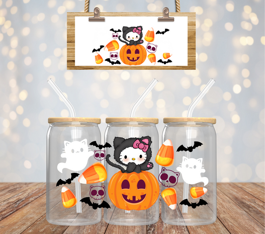 KITTY PUMPKIN - 16oz UV DTF CUP WRAP