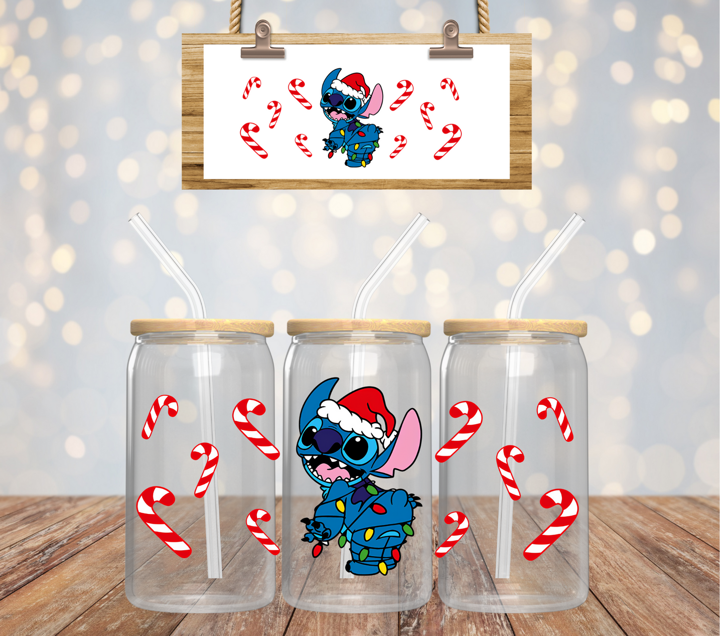 S Candy Canes  - 16oz UV DTF CUP WRAP