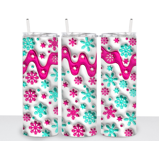 PINK TURQUOISE SNOWFLAKES