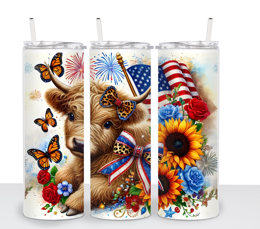 Cow 4th of July Sublimation Tumbler