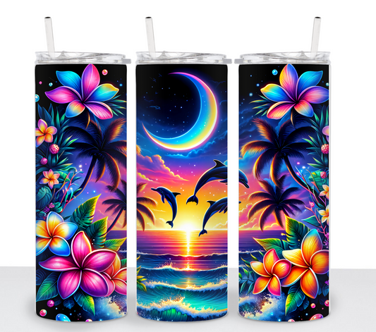 Midnight Dolphins Sublimation Tumbler