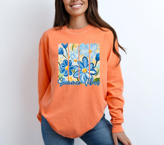 Blue Flower Summer Vibes - DTF Transfer