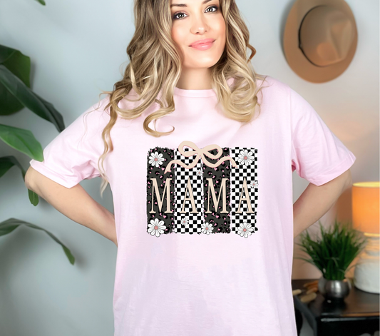 Checkered Floral Mama - DTF Transfer