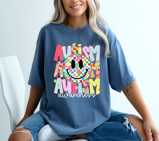 Autism Awareness Smiley - DTF Transfer