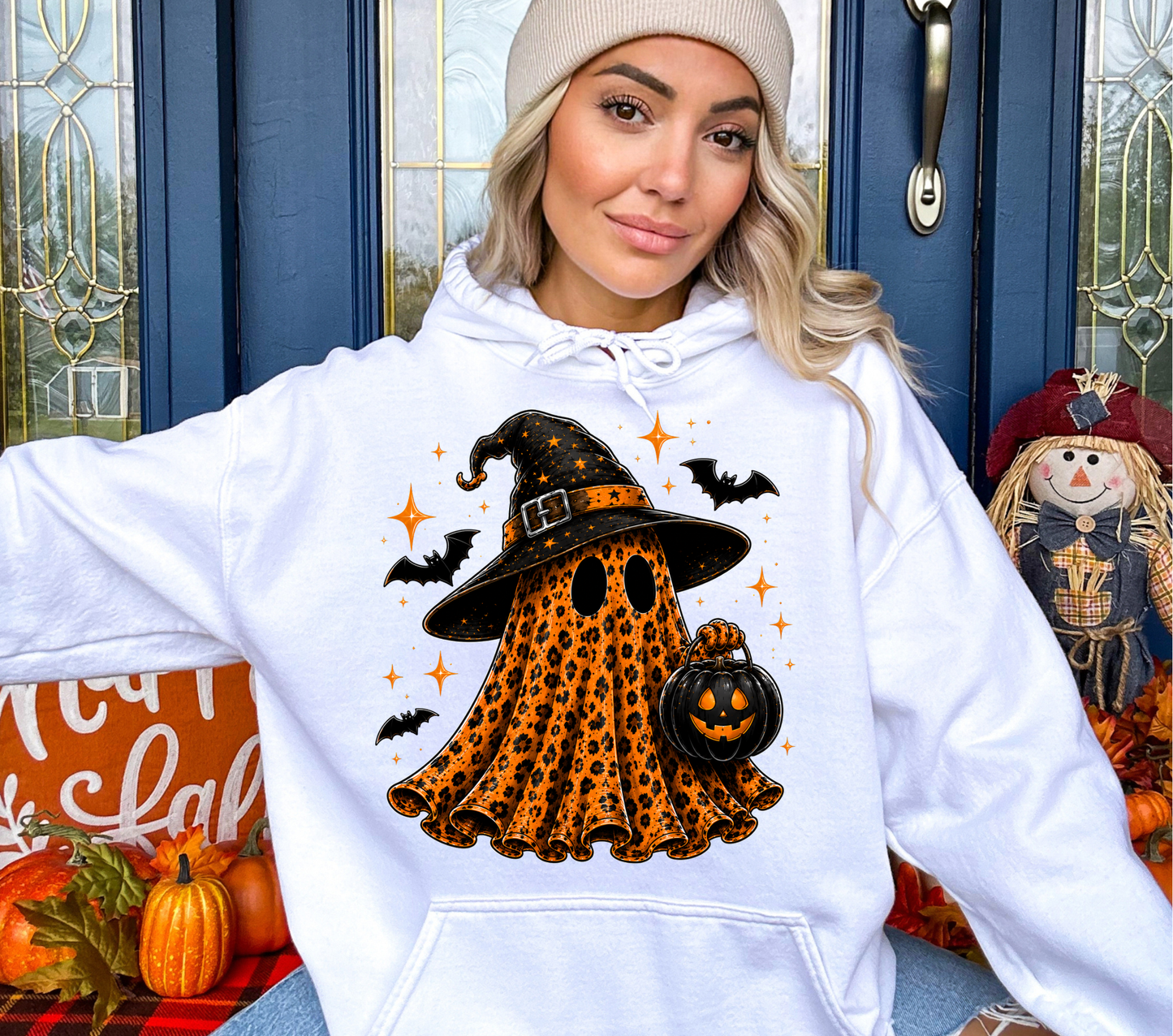 Orange Leopard Print Ghost -  DTF Transfers