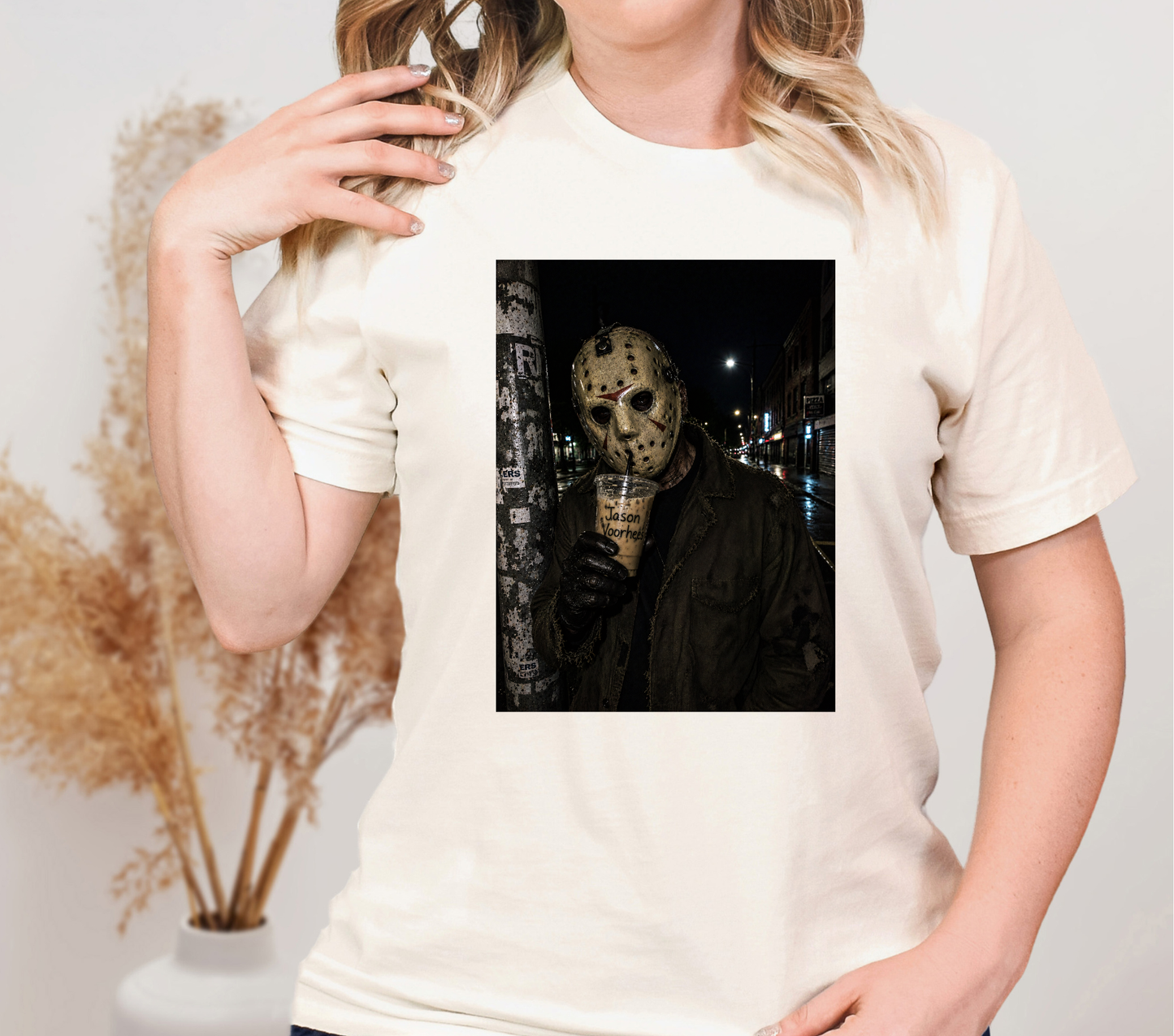 Jason Drinking Coffee -  DTF TRANSFER