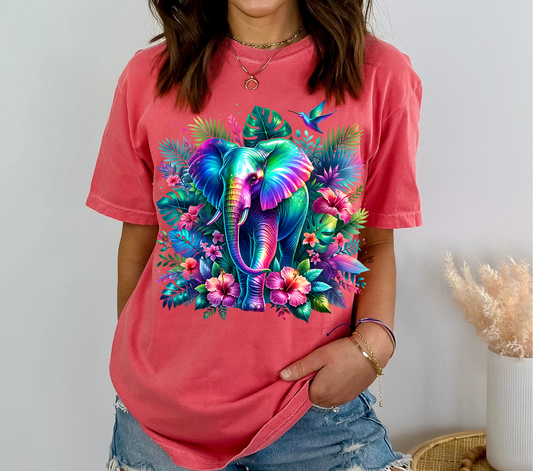 Bright Vibrant Elephant - DTF TRANSFER