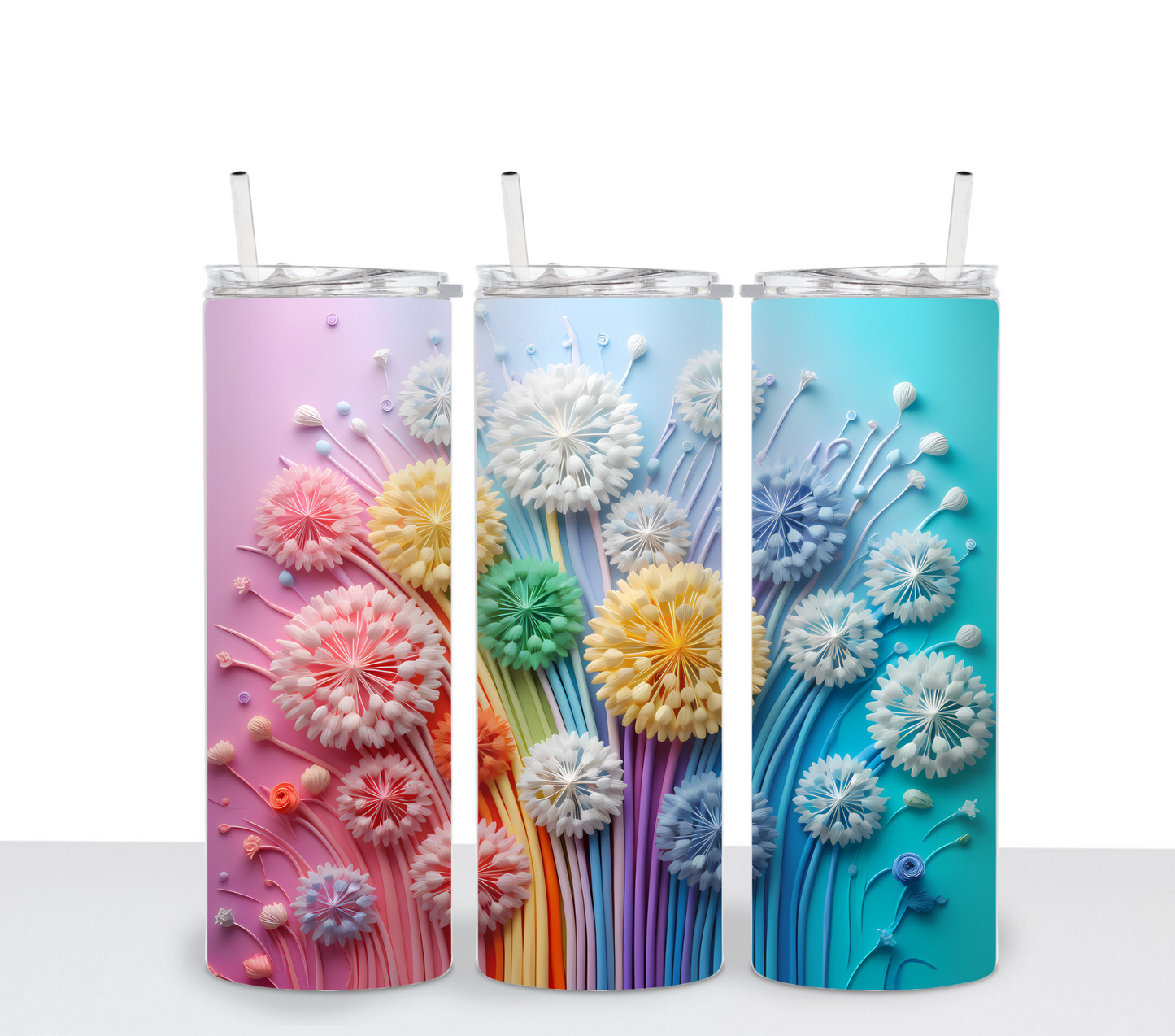 3D Colorful Dandelions