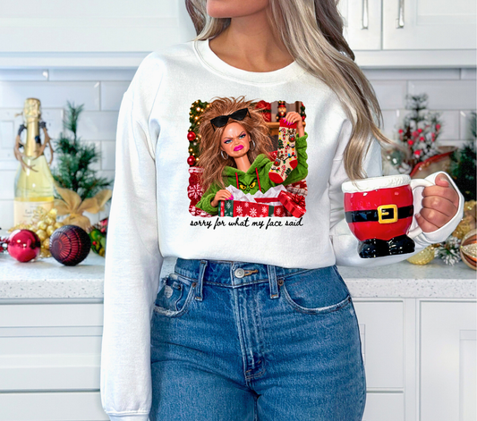 Sorry for What my Face Said Christmas Doll - DTF Transfer