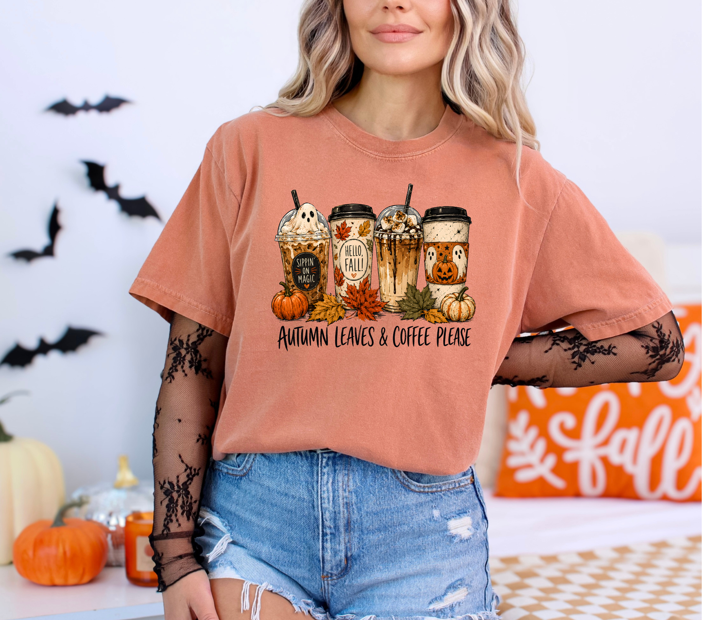 Autumn Leaves and Coffee. -  DTF TRANSFER