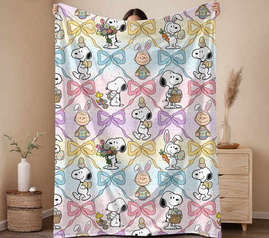 60in x 80in White Dog Easter Blanket