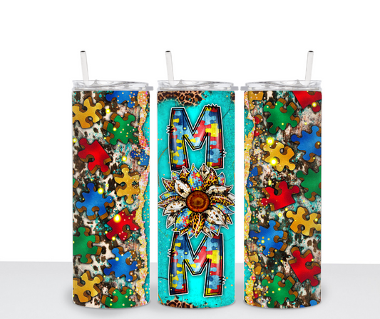 Autism Mom Tumbler Sublimation Transfer